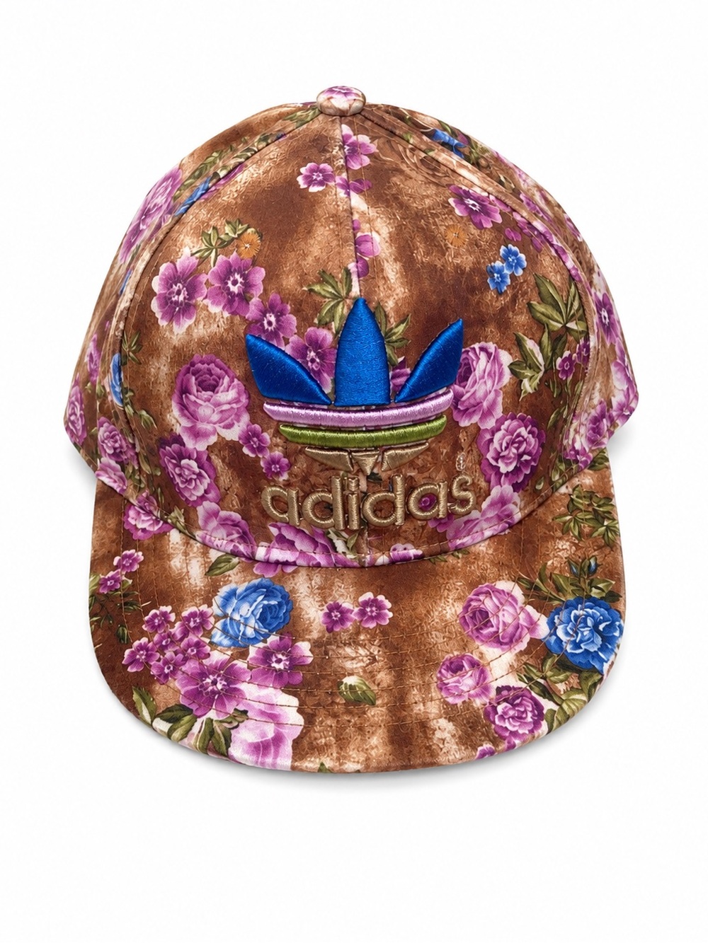 adidas Brown Floral Cap with Purple and Blue Accents